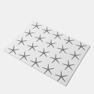 Starfish Coastal Beach Nautical Grey Grey White Doormat