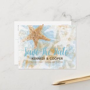 Starfish Coastal Beach Themed Save The Date Card