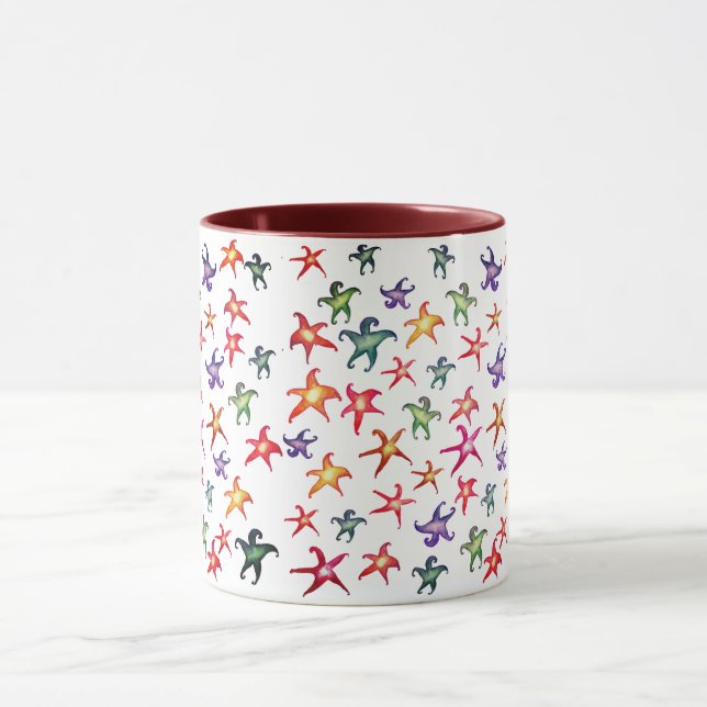 Starfish Colorful Sea Stars Pattern Mug (Center)