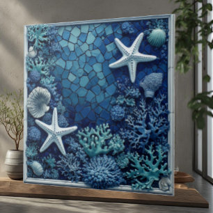 Starfish Coral Reef Seashells Coastal Decor Luxury Tile
