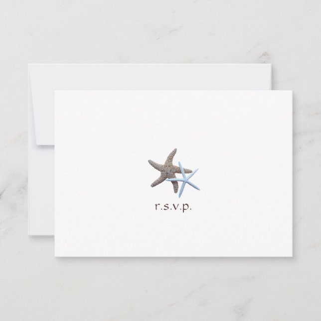 Starfish Couple Beach Themed Wedding Reply Card (Front)