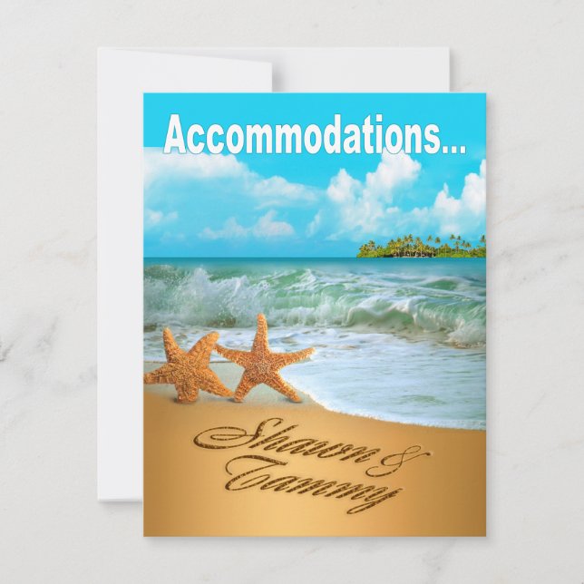 Starfish Couple Beach Wedding Accommodations Invitation (Front)