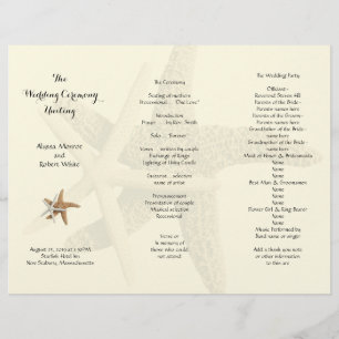 Starfish Couple Cream Tri-Fold Wedding Program