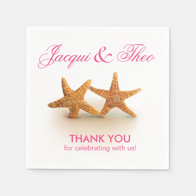 Starfish Couple on the Beach Party | fuchsia Napkin (Front)