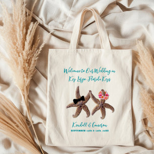 Starfish Couple Wedding Hotel Welcome Tote Bag