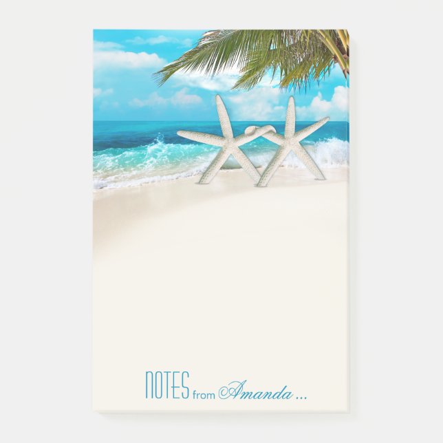 Starfish Couple White Sands Beach Personalised Post-it Notes (Front)