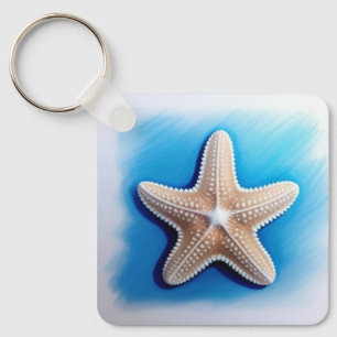 Starfish Crayon Drawing Key Ring