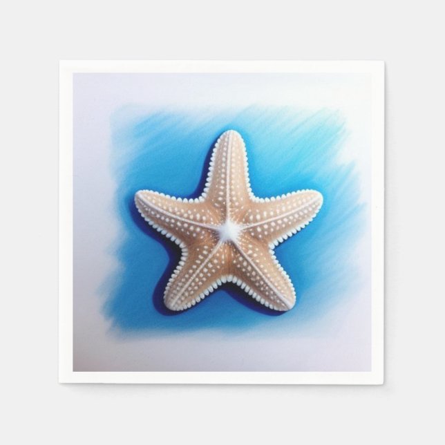 Starfish Crayon Drawing Napkin (Front)