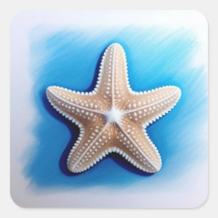 Starfish Crayon Drawing Square Sticker
