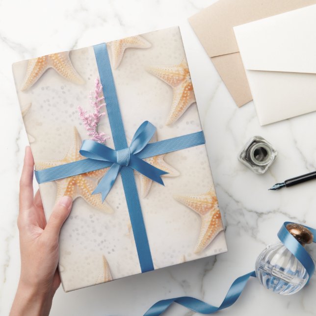 Starfish Cream Sand Ivory Beach Wedding Wrapping Paper (Gifting)