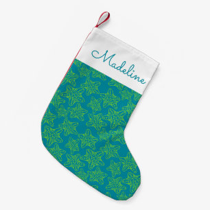 Starfish Crowd Pattern Add Your Name Small Christmas Stocking