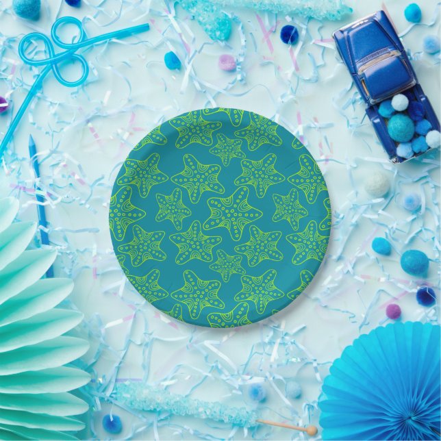 Starfish Crowd Pattern Paper Plate (Party)