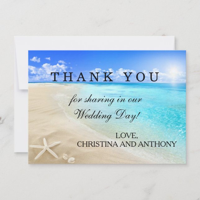 Starfish Destination Beach Wedding Thank You Note (Front)