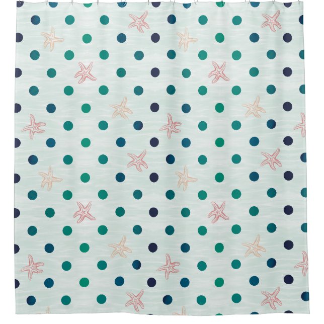 Starfish Dot Dance Shower Curtain (Front)
