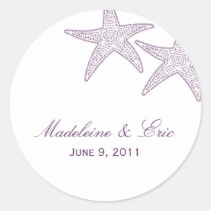 Starfish Favour Sticker - Purple
