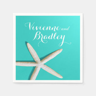 Starfish Fingers Beach   teal Napkin