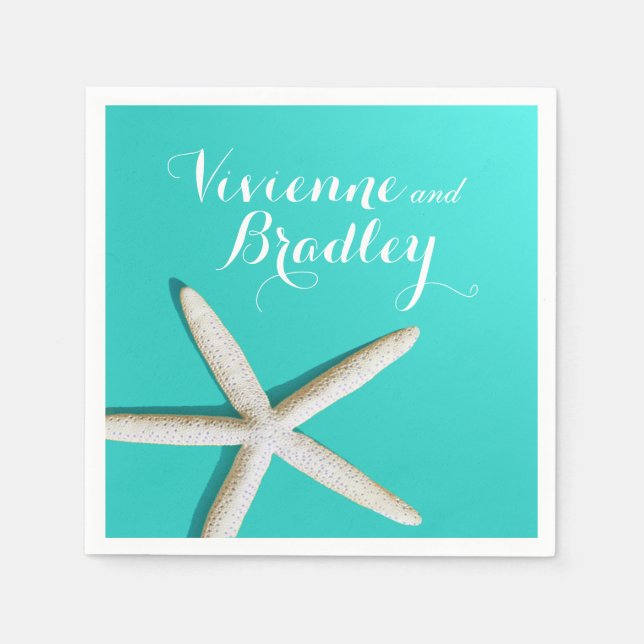 Starfish Fingers Beach | teal Napkin (Front)