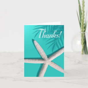 Starfish Fingers Thank You   teal Card