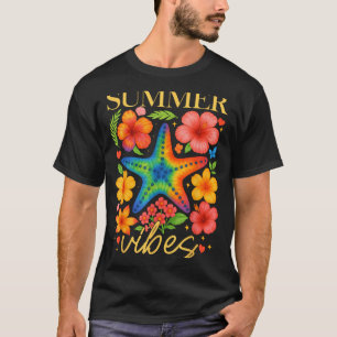 Starfish Hibiscus Boho Flower Hawaii Summer Vibes T-Shirt