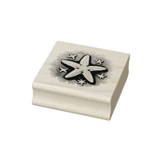 Starfish in Black Rubber Stamp