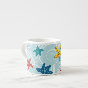 Starfish in Swirly Ocean Espresso Cup