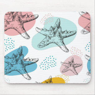 Starfish in trendy colours elegant pattern mouse pad