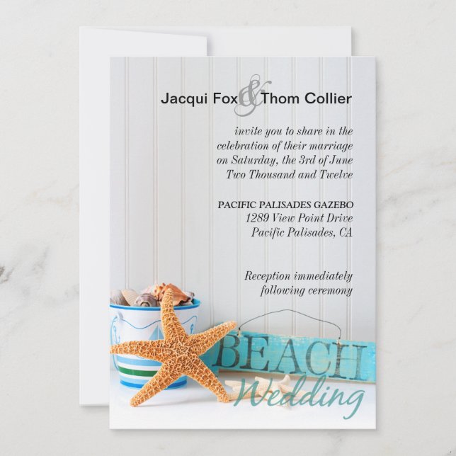 Starfish Informal Beach Wedding Invitation (Front)