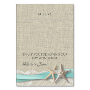 Starfish Lace and Ribbon Place Card