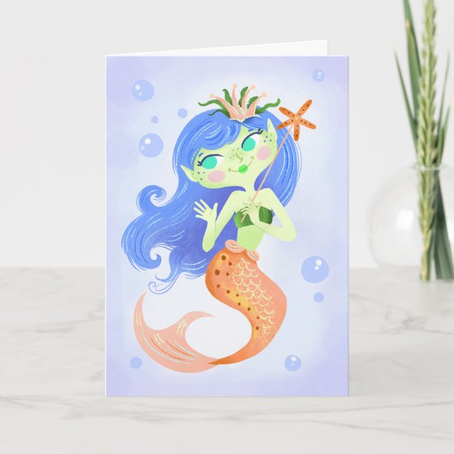 Starfish Mermaid Princess Birthday  Card (Front)