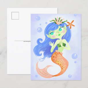 Starfish Mermaid Princess Postcard
