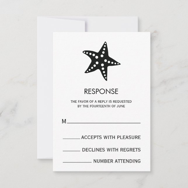 Starfish Minimalist Wedding Response Card (Front)