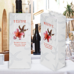 Starfish n Plumeria Destination Wedding Welcome Wine Gift Bag