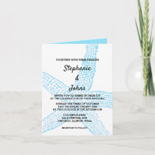 Starfish Nautical Blue White Beach Cool Wedding Invitation
