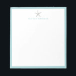 Starfish nautical simple personalised Stationery Notepad<br><div class="desc">Clean starfish and aqua blue border design,  simple and chic.
See all the matching pieces in the collection.</div>