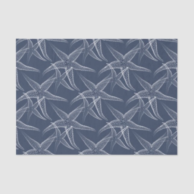 Starfish Navy Blue Beach Tissue Paper (Front)