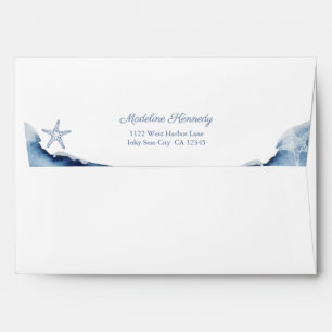 Starfish Navy Blue White Nautical Baby Shower Envelope