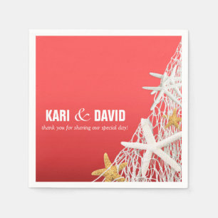 Starfish Netting Beach Cocktail Party coral Napkin