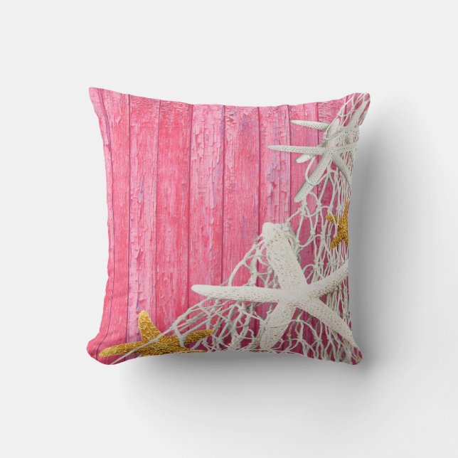 Starfish Netting Beach Wood | pink Cushion (Front)