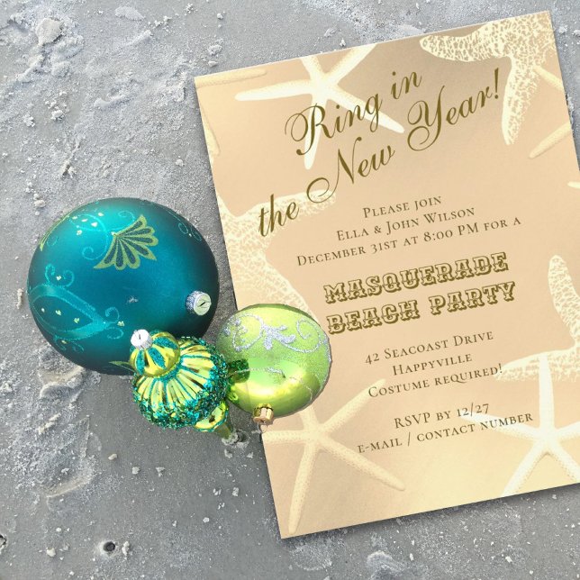 Starfish New Year's Eve Beach Party Invitation (Creator Uploaded)