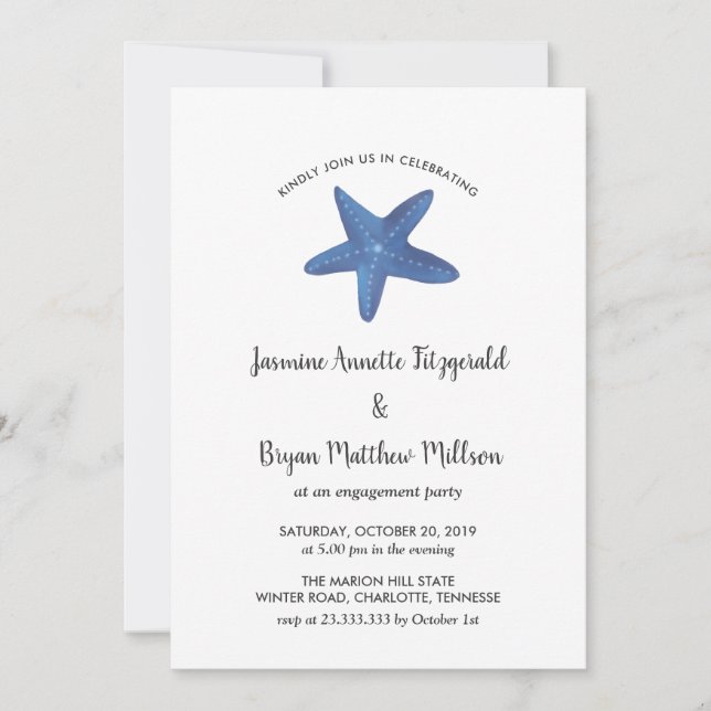 Starfish | Ocean Engagement Party Invitation (Front)