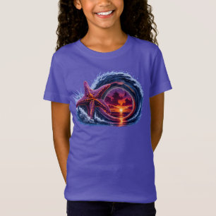 Starfish Ocean Wave Sunset Design   Tropical Coast T-Shirt