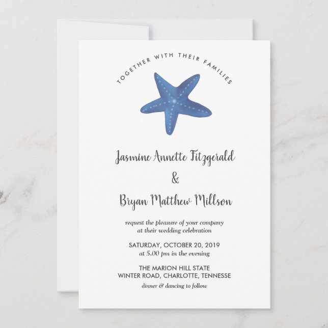 Starfish | Ocean Wedding Invitation (Front)