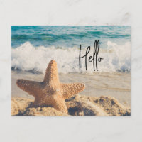 Starfish on a Sandy Beach Photograph Hello