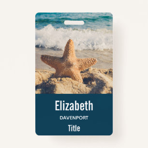 Starfish on a Sandy Beach Photograph ID Badge