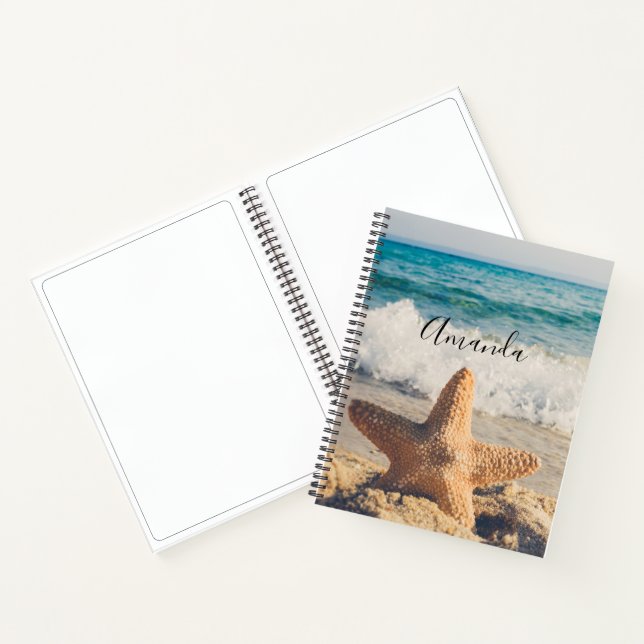 Starfish on a Sandy Beach Photograph Notebook (Inside)