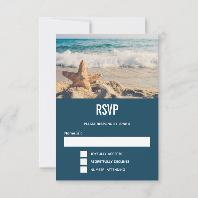 Starfish on a Sandy Beach Photograph RSVP Card (Front)