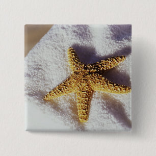 Starfish On A Towel 15 Cm Square Badge