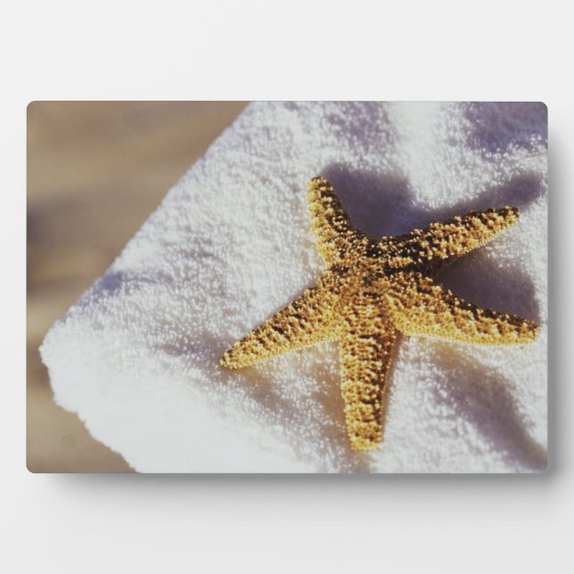 Starfish On A Towel Plaque (Front)