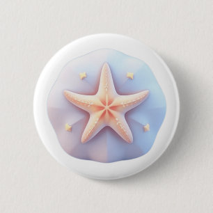 Starfish on a Unique-Shaped Stone 6 Cm Round Badge