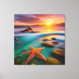 Starfish on beach at Dawn   Canvas Print
